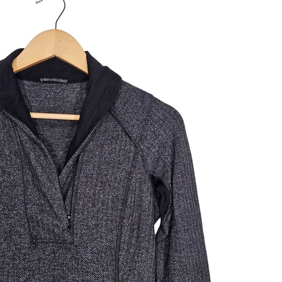Lululemon Think Fast Pullover Herringbone Quater Zip Heathered Black Women's 6 - Picture 16 of 16